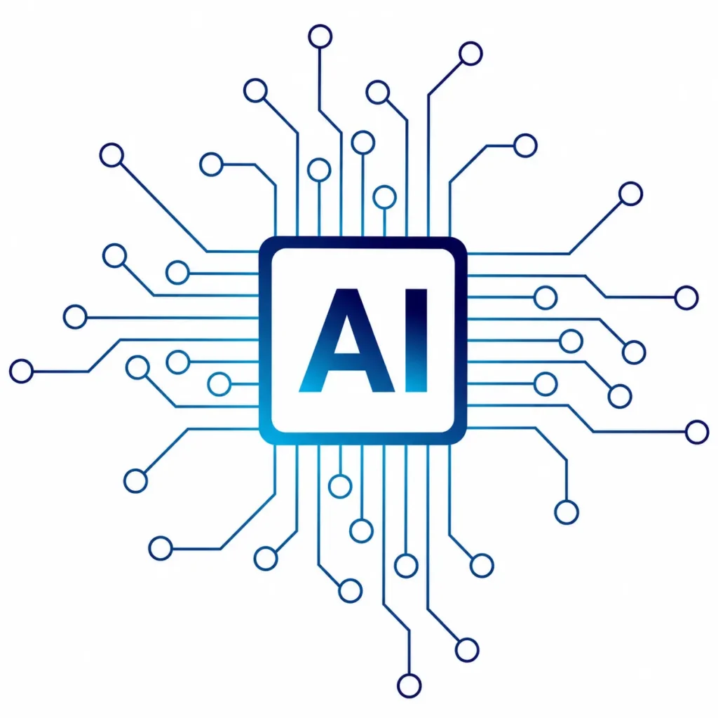 AI technology illustration with digital circuit connections